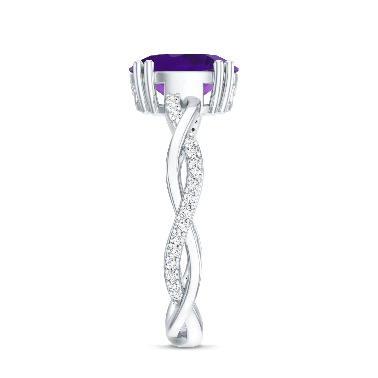 2.75 CT Oval Amethyst and Diamond Braided Engagement Ring