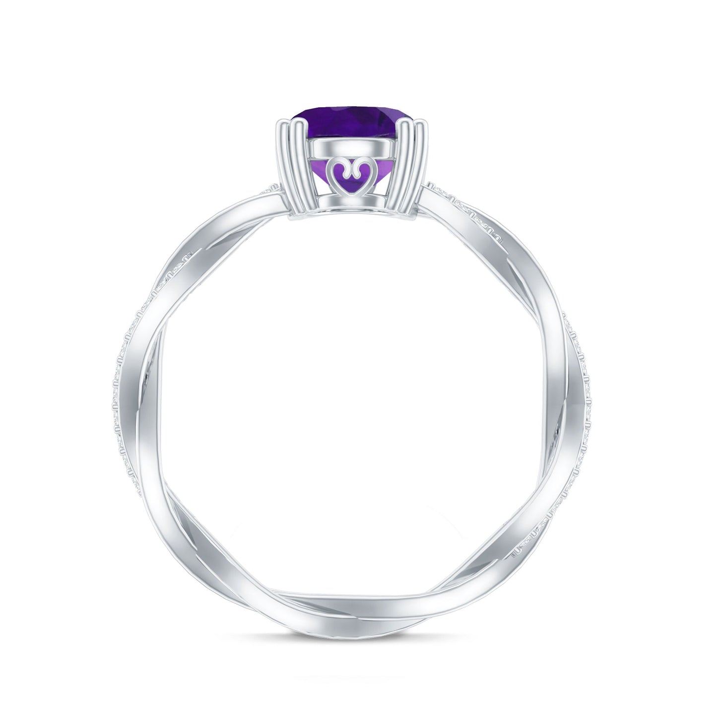 2.75 CT Oval Amethyst and Diamond Braided Engagement Ring