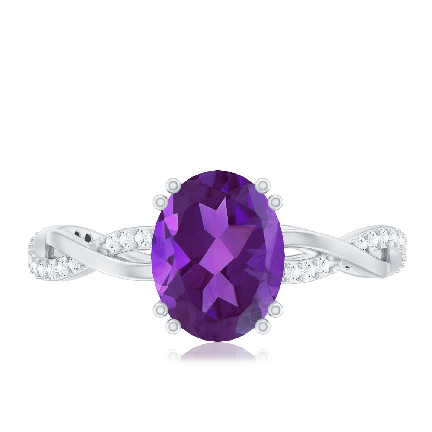 2.75 CT Oval Amethyst and Diamond Braided Engagement Ring