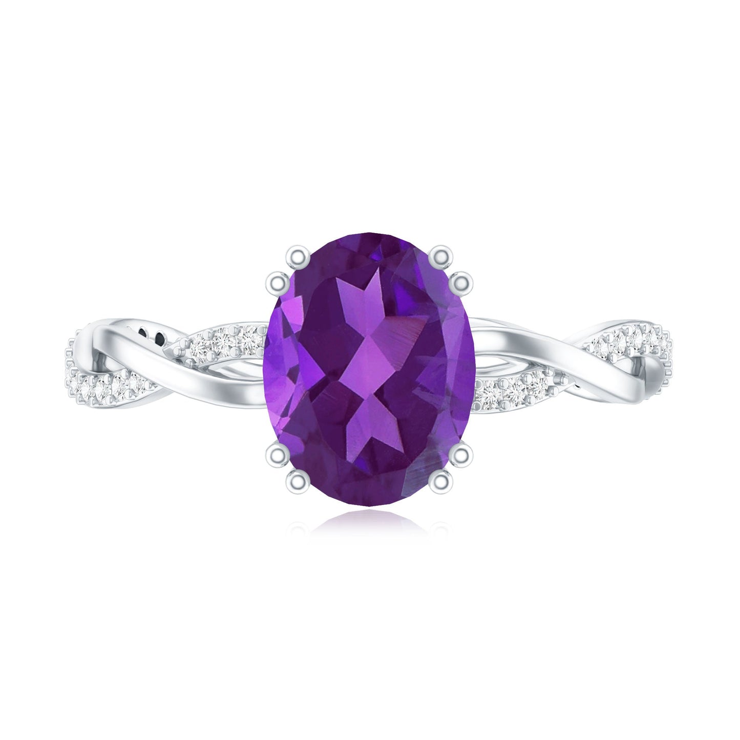 2.75 CT Oval Amethyst and Diamond Braided Engagement Ring