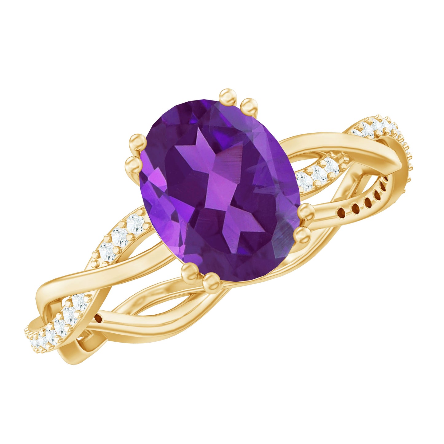 2.75 CT Oval Amethyst and Diamond Braided Engagement Ring