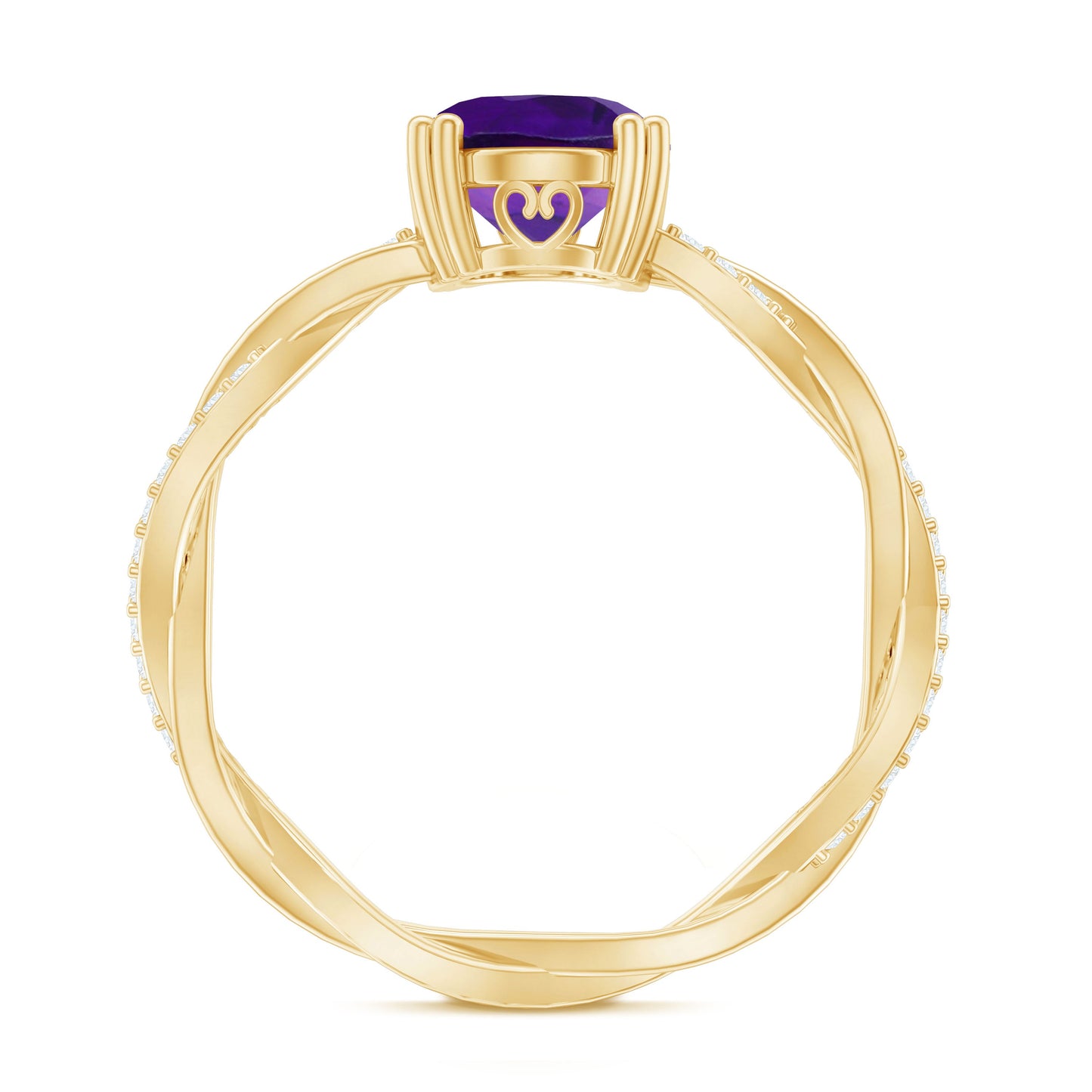 2.75 CT Oval Amethyst and Diamond Braided Engagement Ring