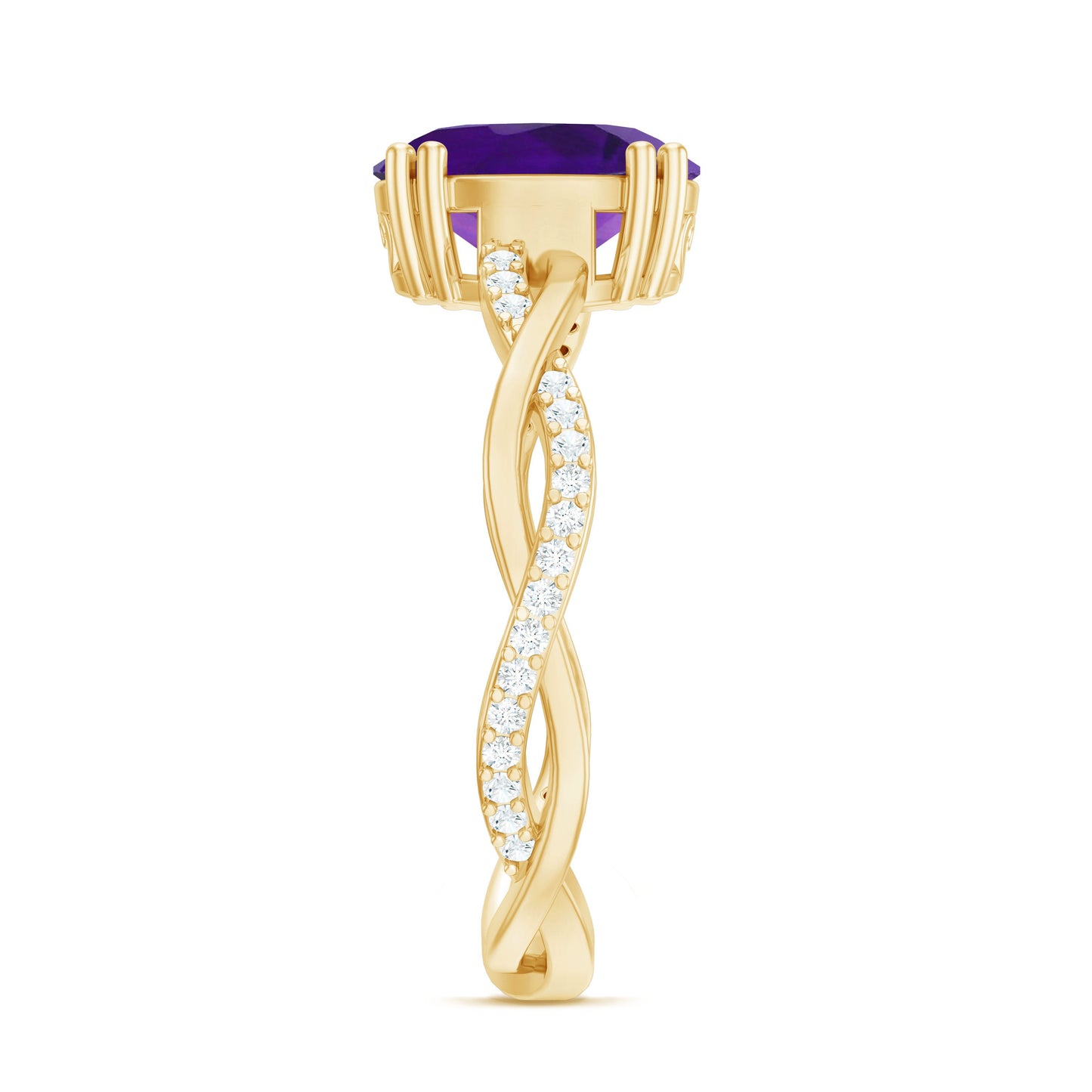 2.75 CT Oval Amethyst and Diamond Braided Engagement Ring