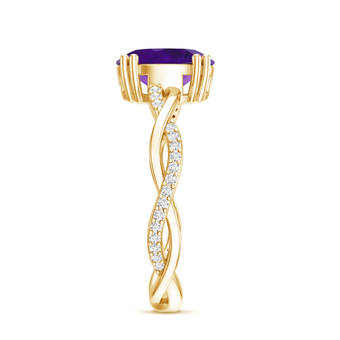 2.75 CT Oval Amethyst and Diamond Braided Engagement Ring