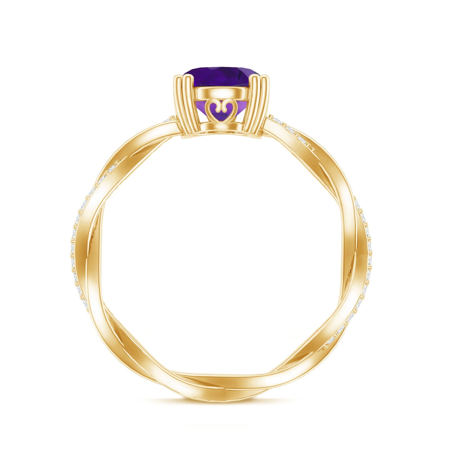 2.75 CT Oval Amethyst and Diamond Braided Engagement Ring