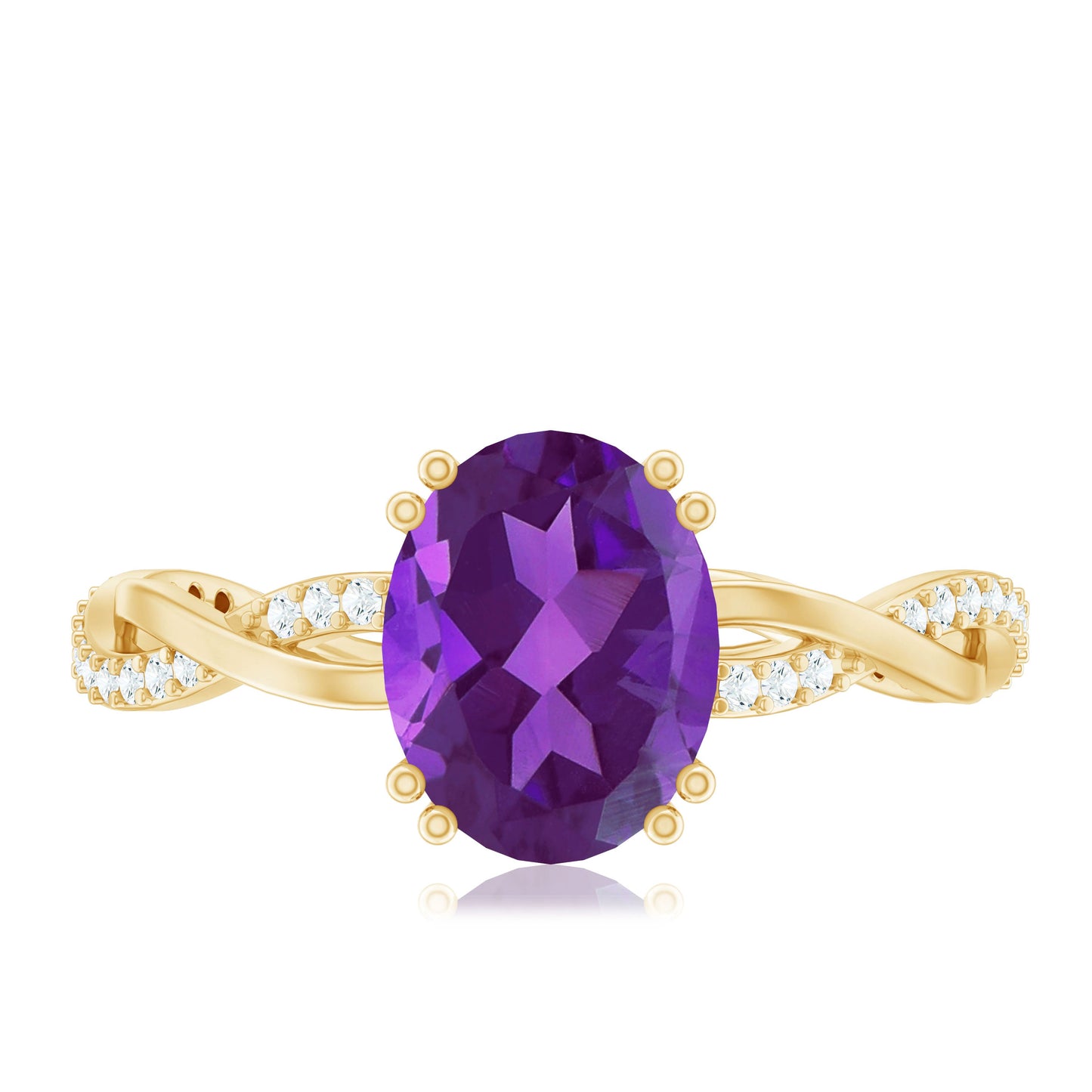 2.75 CT Oval Amethyst and Diamond Braided Engagement Ring