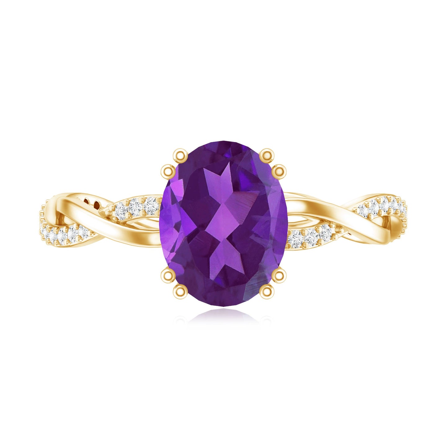 2.75 CT Oval Amethyst and Diamond Braided Engagement Ring