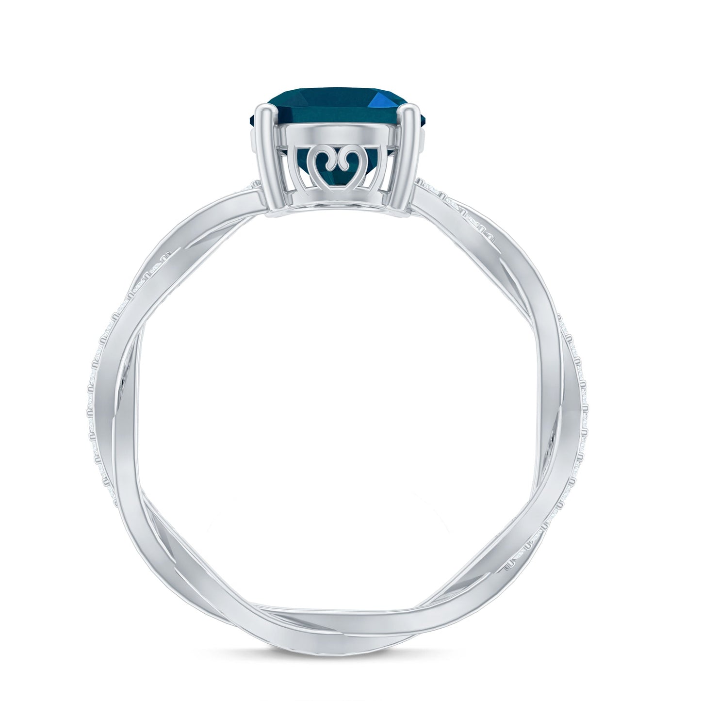 8x10mm Oval Cut London Blue Topaz Oblong Engagement Ring with Diamond
