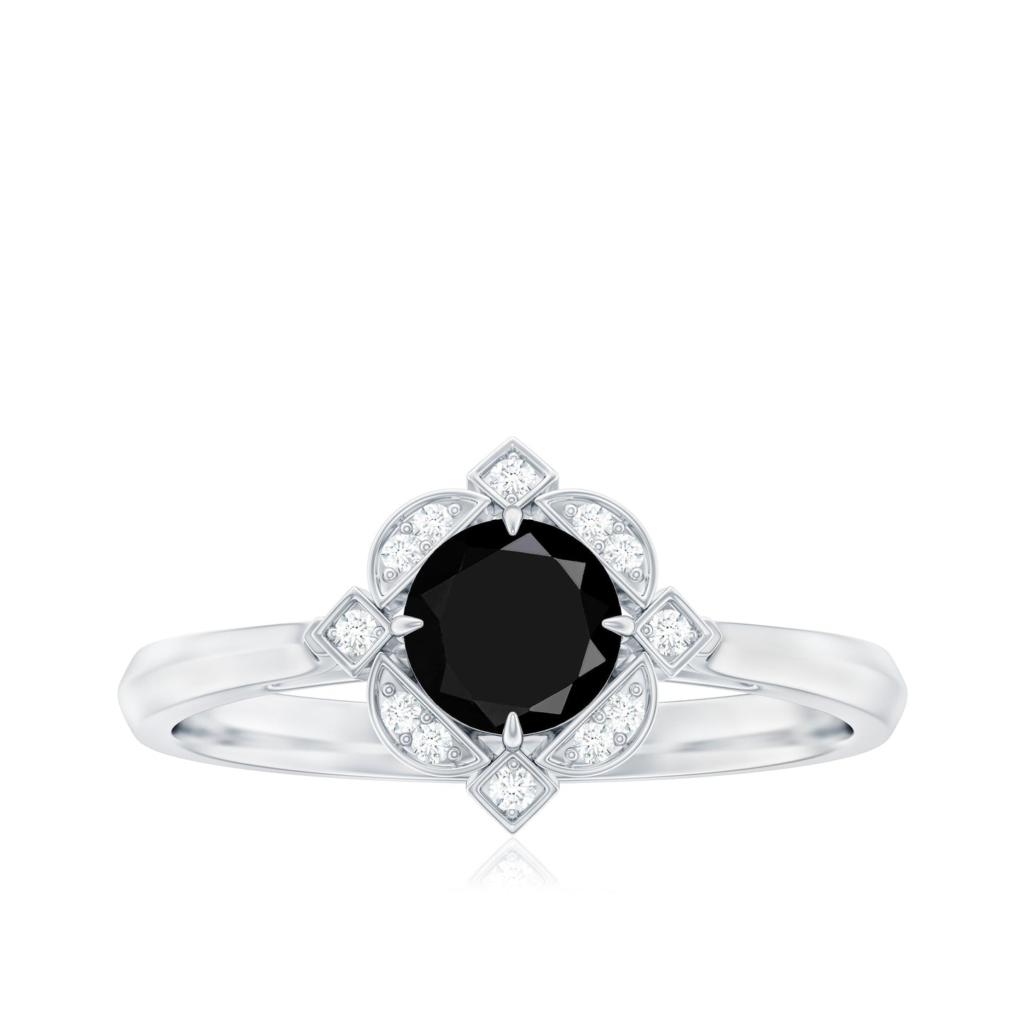 Vintage Looking 0.8 Carat Lab Grown Black and White Diamond Engagement Ring