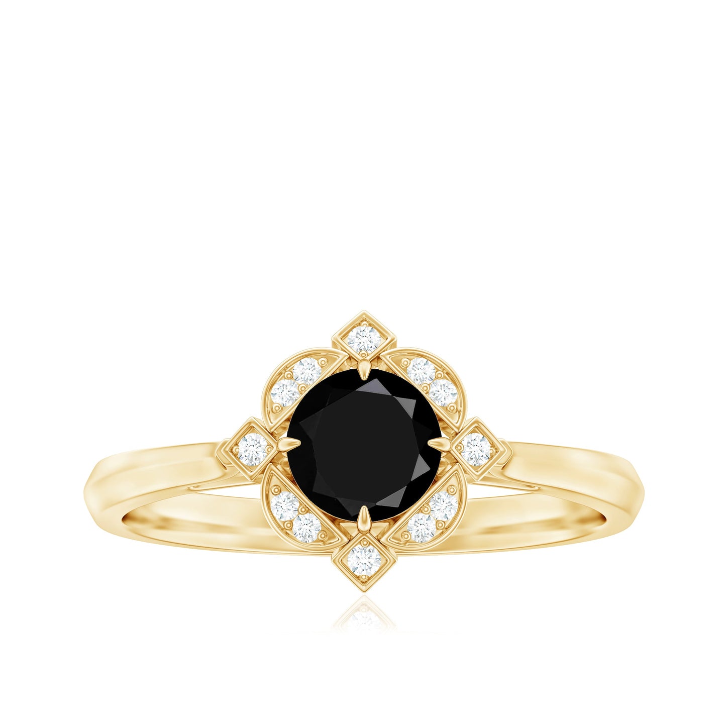 Vintage Looking 0.8 Carat Lab Grown Black and White Diamond Engagement Ring