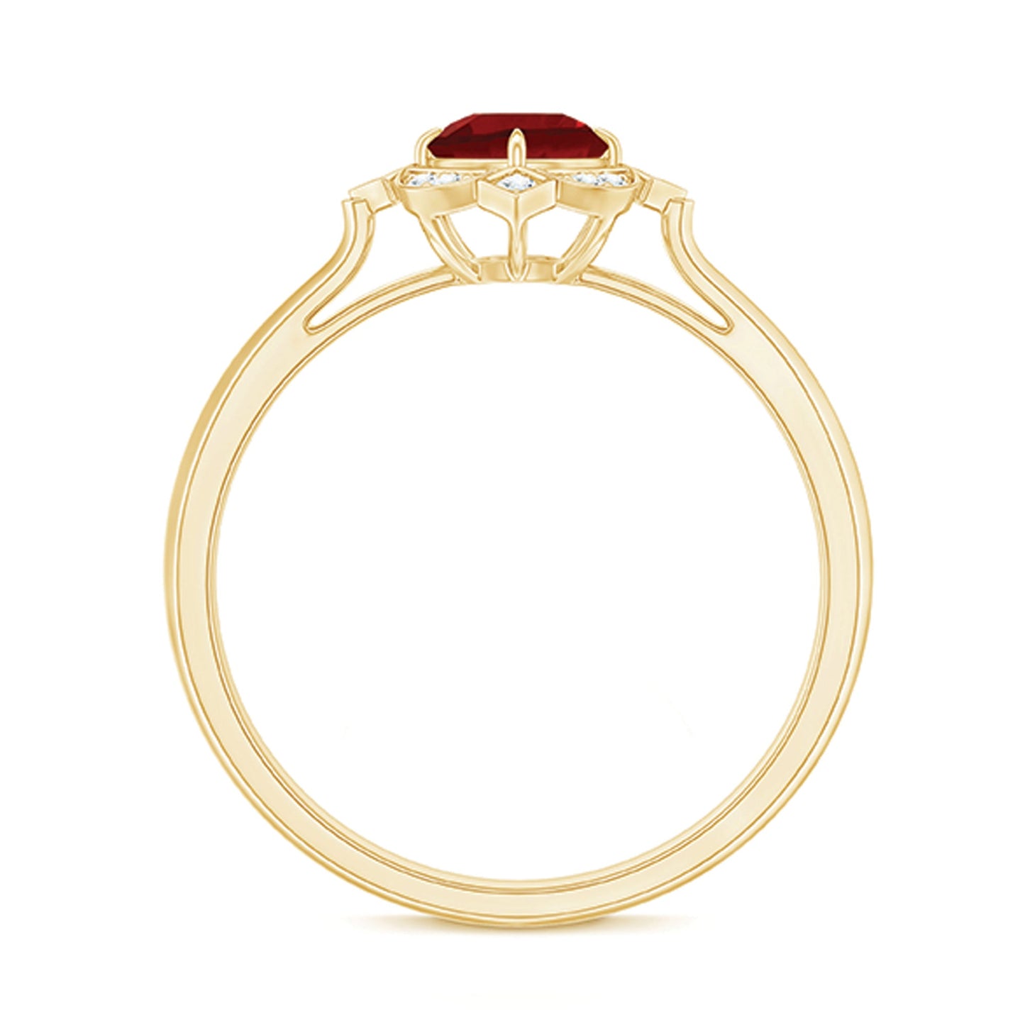 Vintage Style Lab Grown Ruby and Diamond Engagement Ring