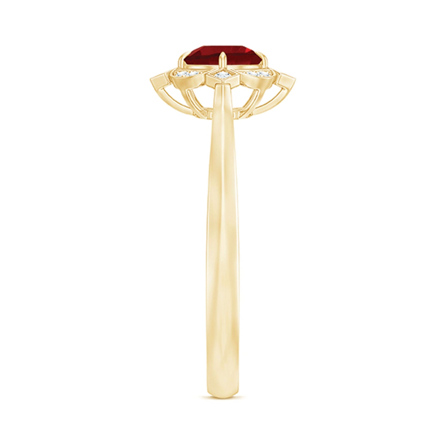 Vintage Style Lab Grown Ruby and Diamond Engagement Ring