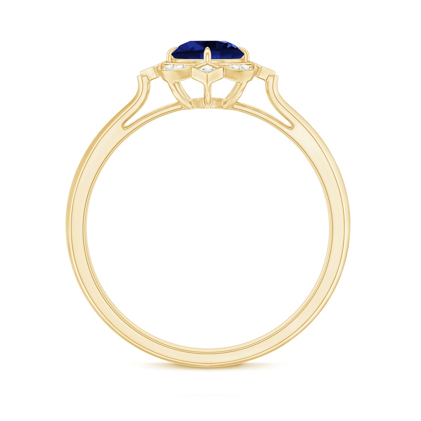 Vintage Style 0.6 Carat Lab Grown Blue Sapphire Engagement Ring with Diamond