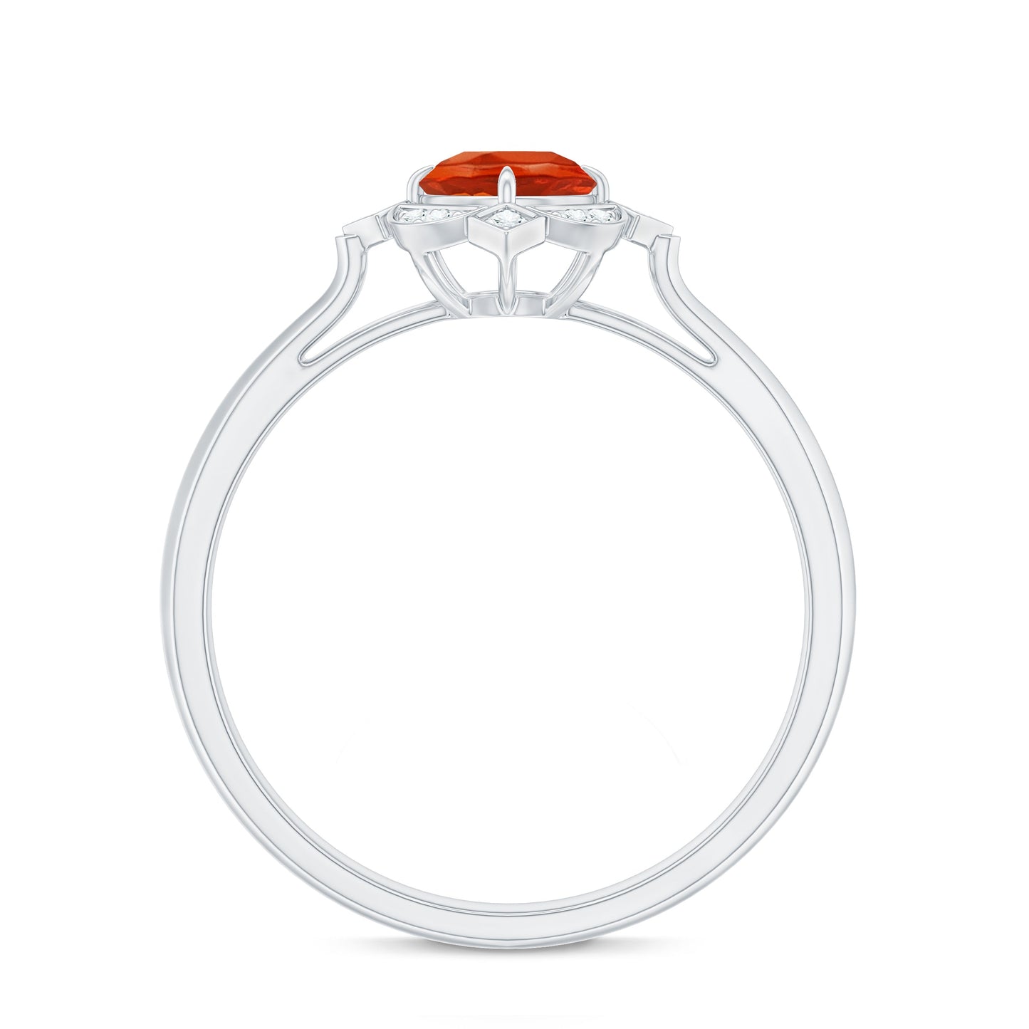 1/2 CT Vintage Fire Opal and Diamond Engagement Ring