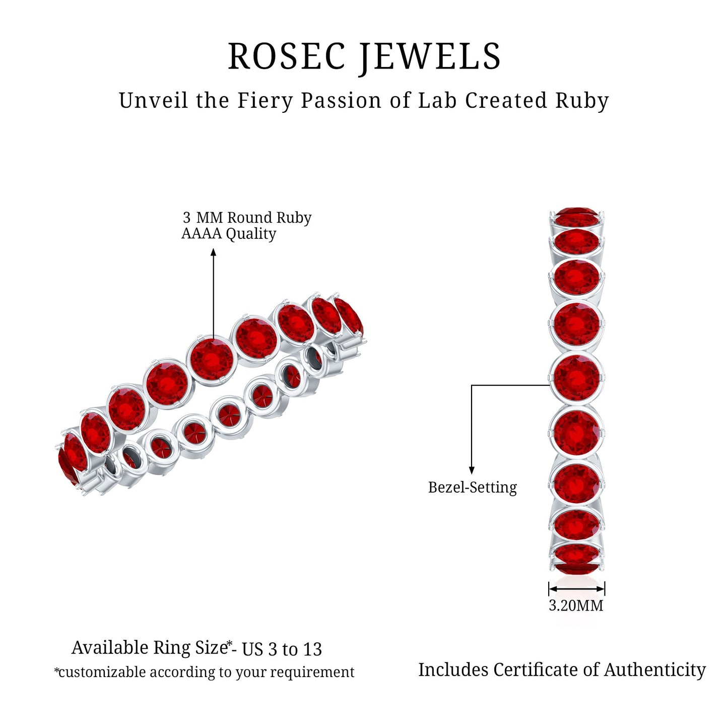 Lab Grown Ruby Eternity Band Ring