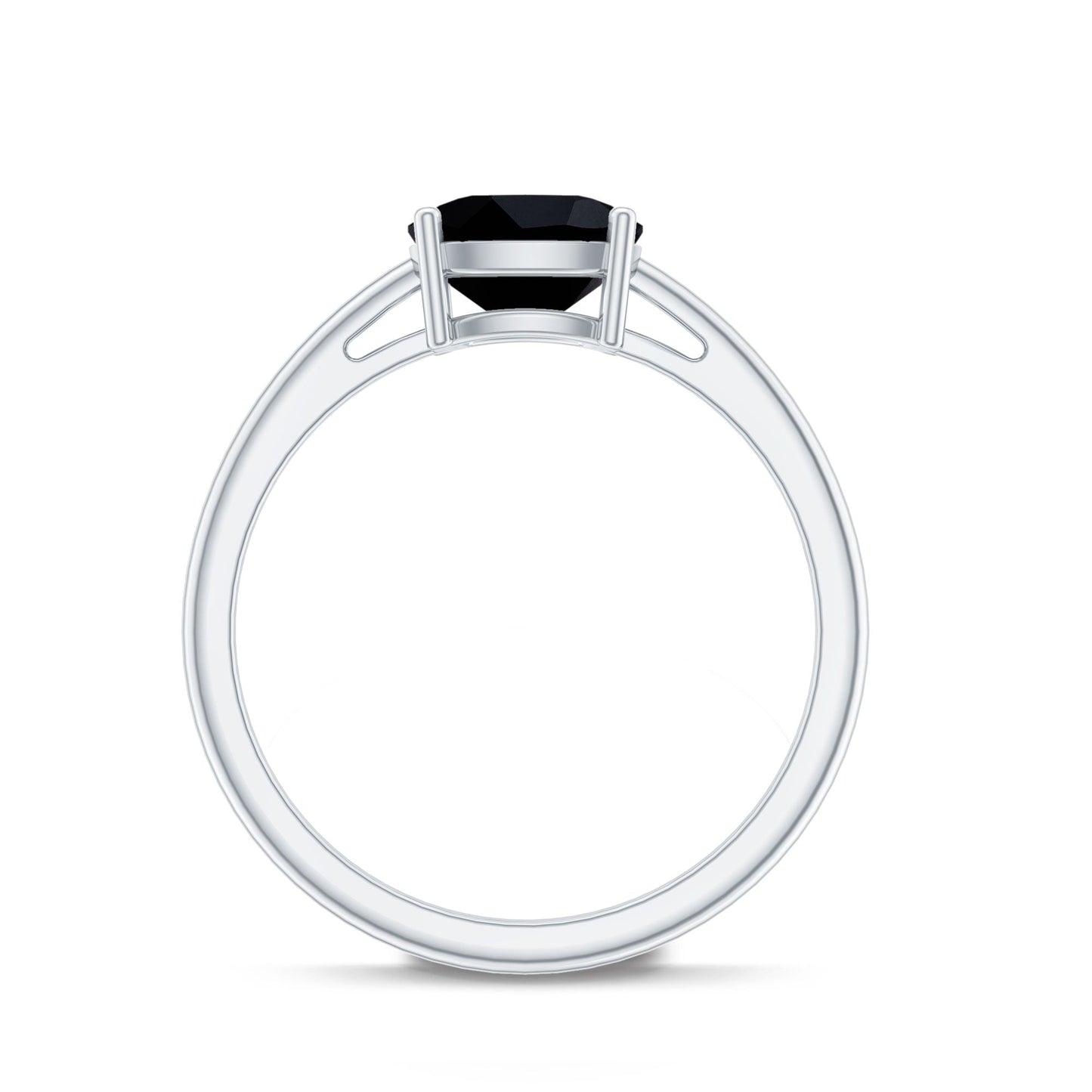 Certified Black Onyx 8MM Cushion Cut Engagement Ring