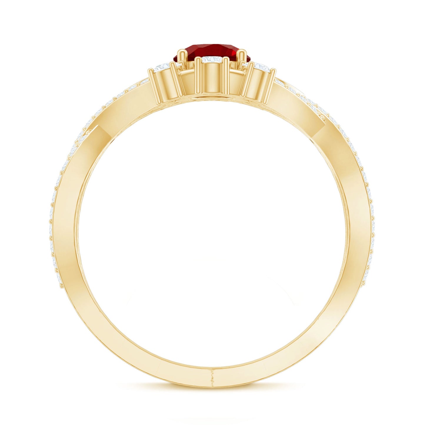 Lab Created Ruby and Moissanite Classic Engagement Ring