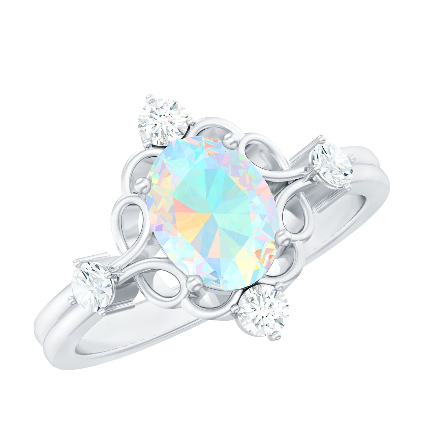 Designer Ethiopian Opal and Diamond  Engagement Ring