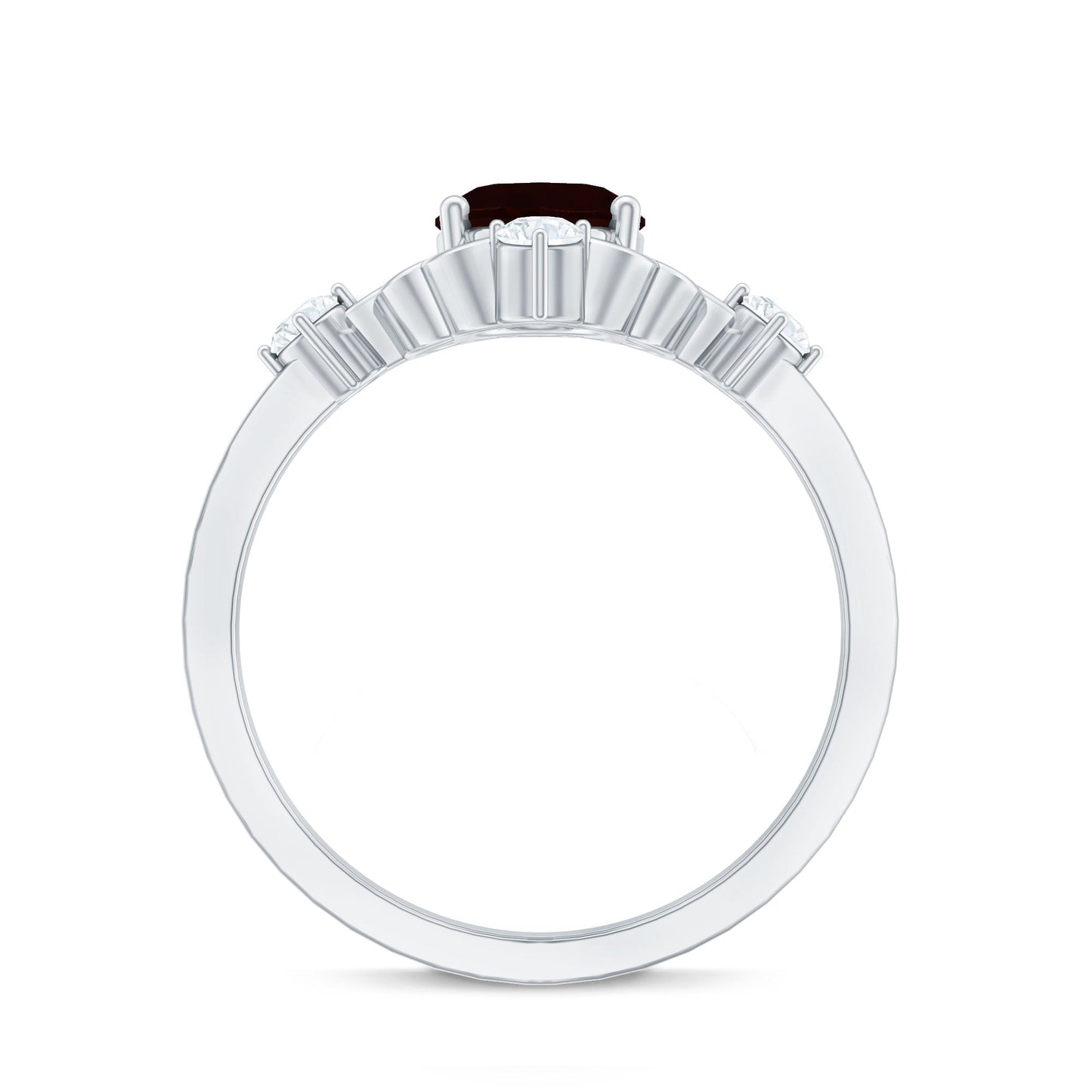 Vintage looking 6X8mm Oval Garnet Engagement Ring with Diamond