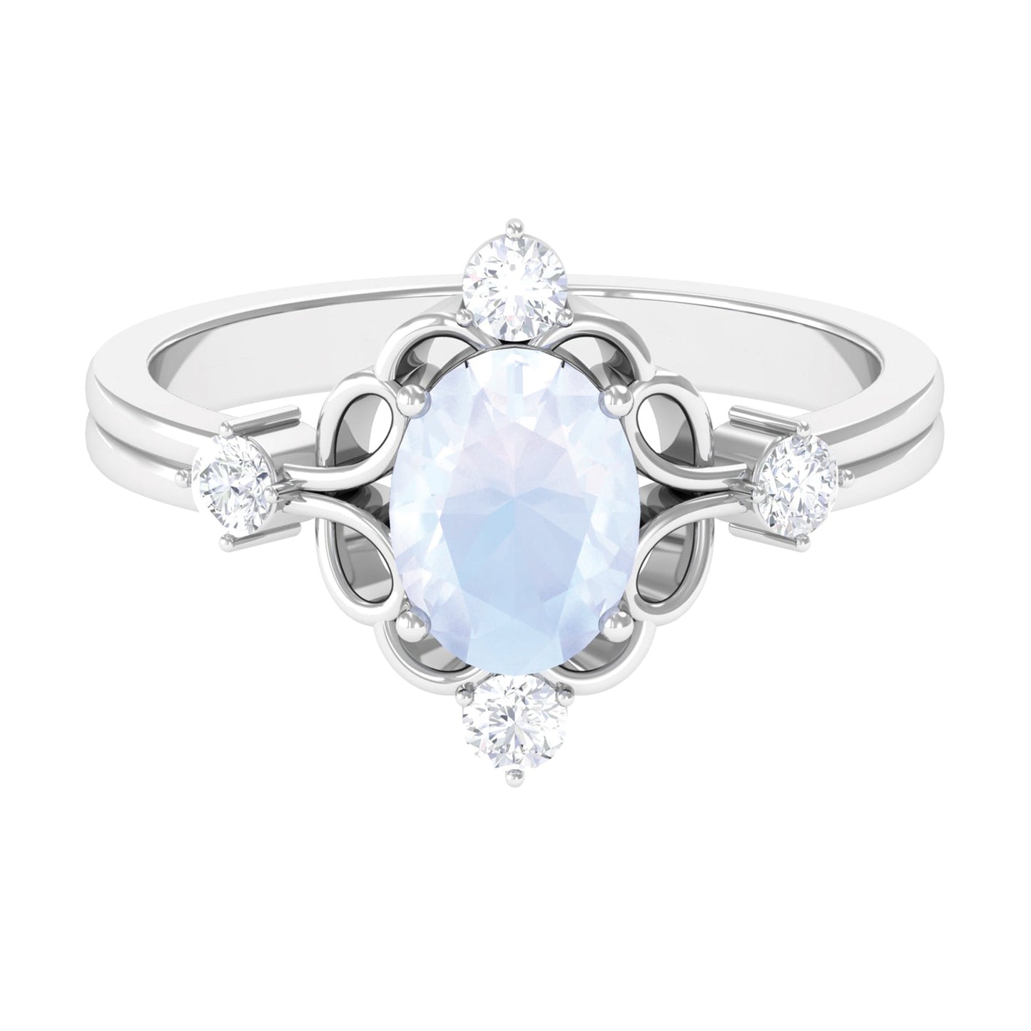 Oval Moonstone Cocktail Ring with Diamond