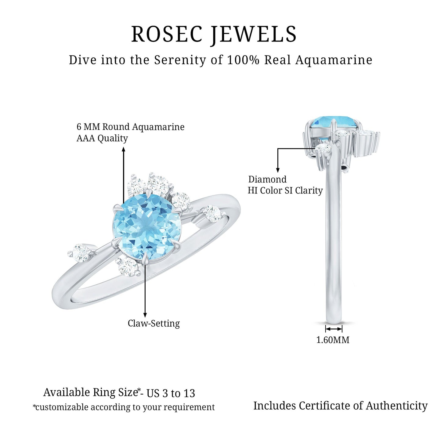 Aquamarine and Diamond Scatter Promise Ring