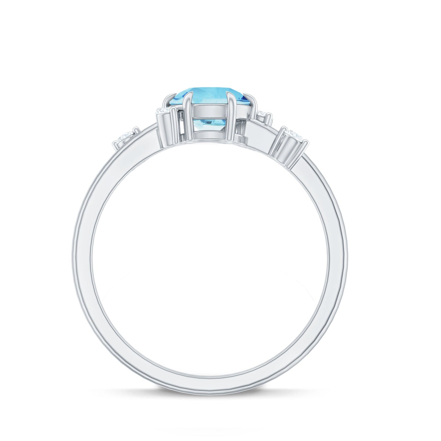 Aquamarine and Diamond Scatter Promise Ring