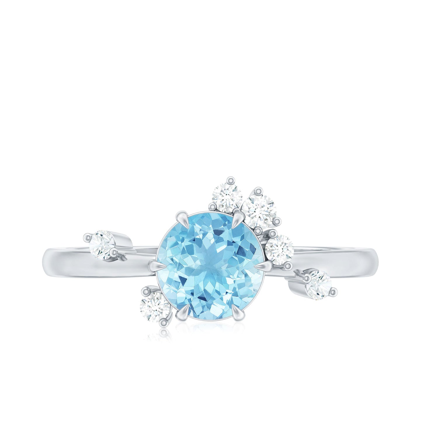 Aquamarine and Diamond Scatter Promise Ring