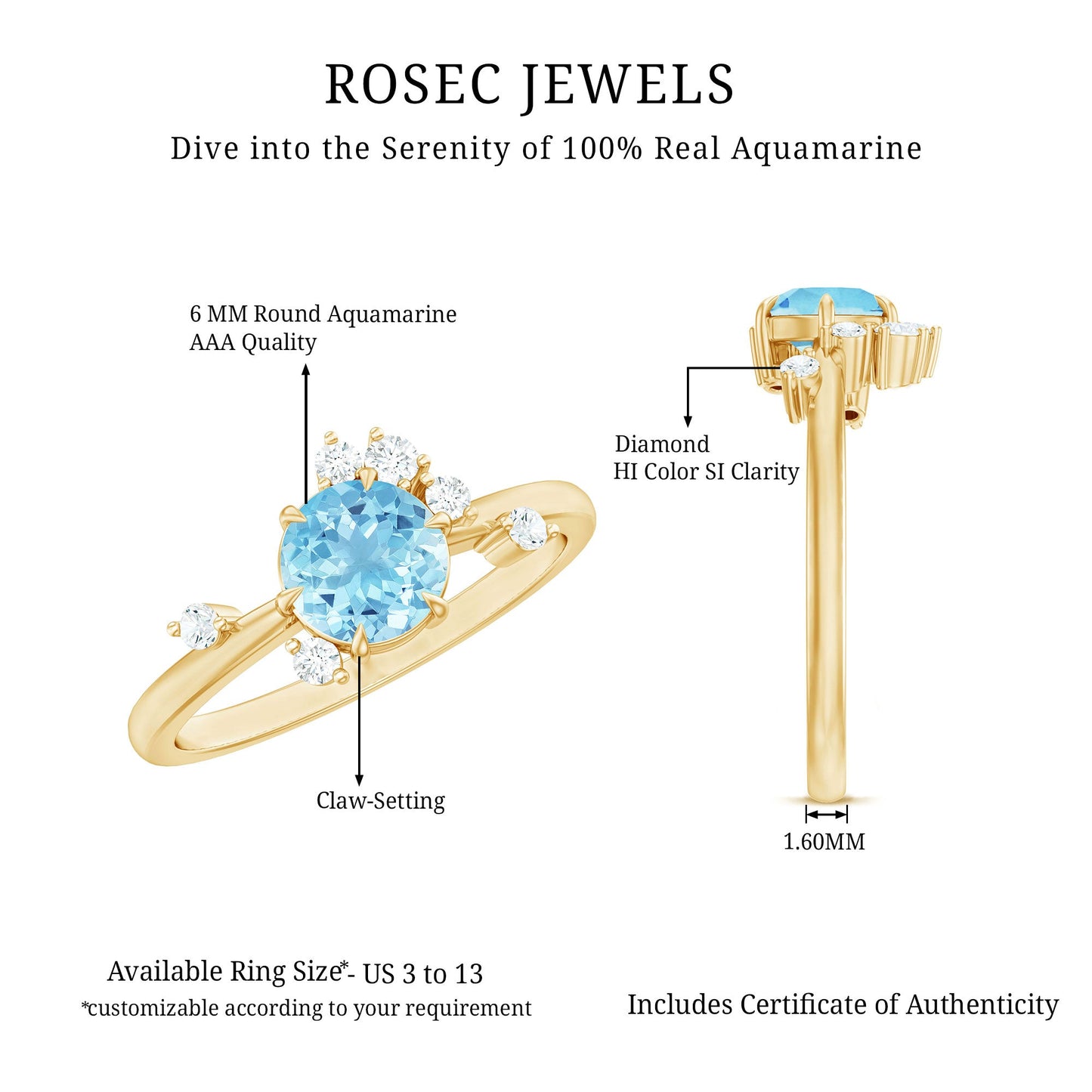 Aquamarine and Diamond Scatter Promise Ring