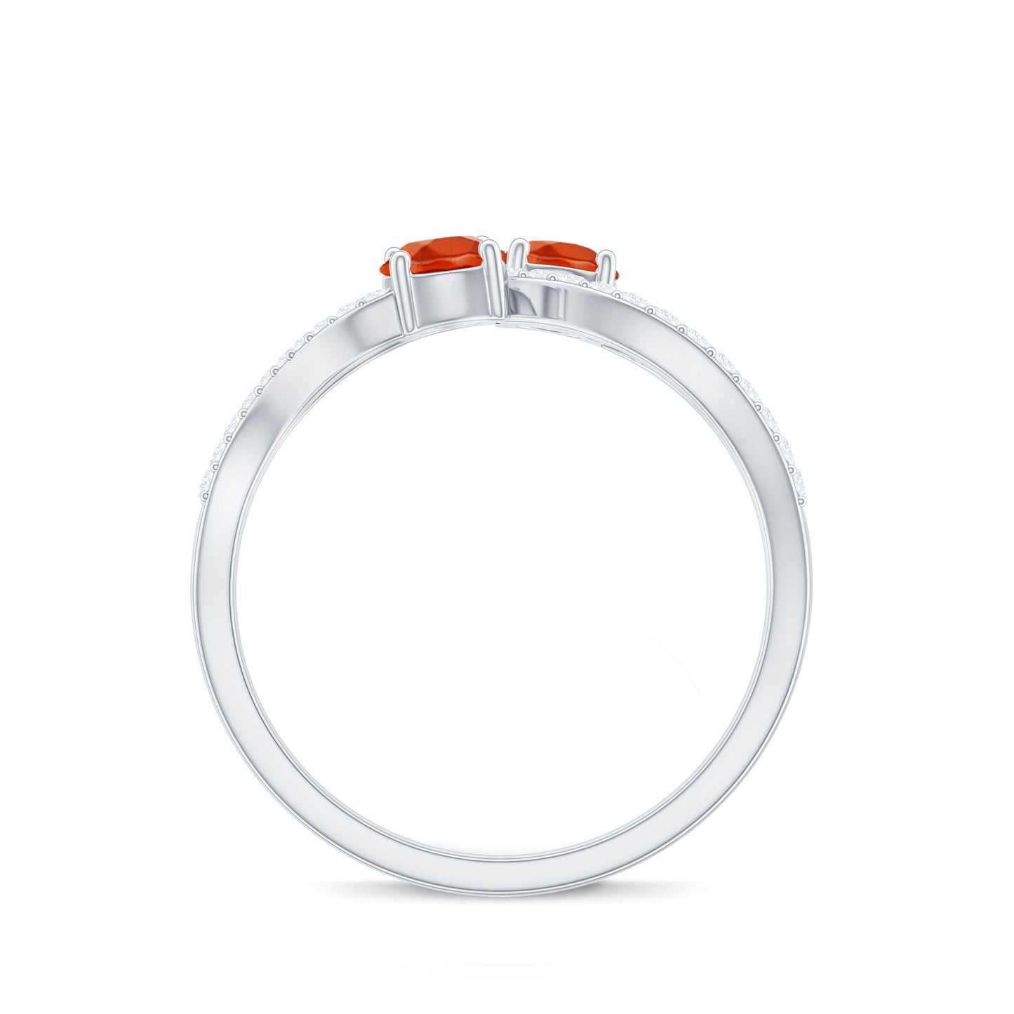 3/4 CT Minimal Fire Opal and Diamond Engagement Ring