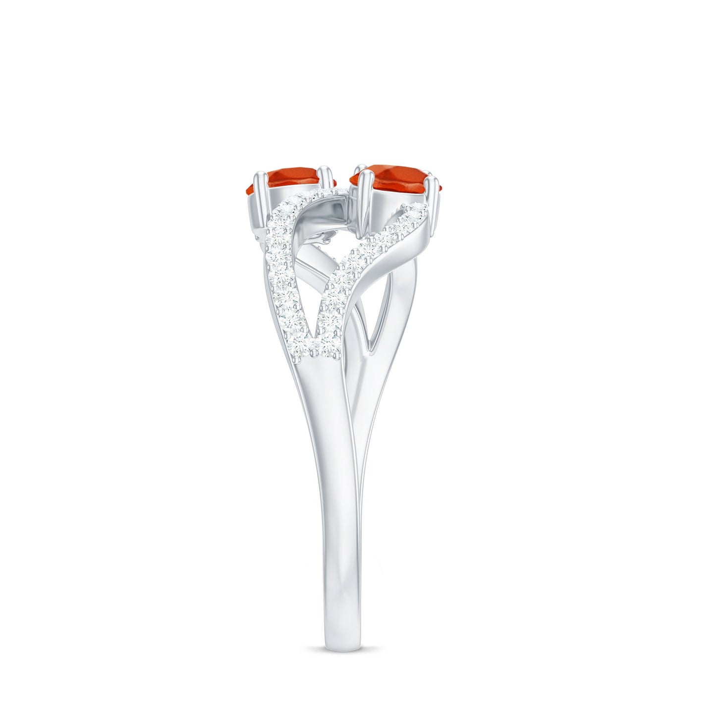 3/4 CT Minimal Fire Opal and Diamond Engagement Ring