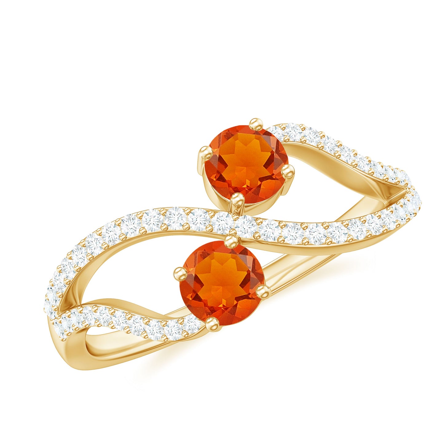 3/4 CT Minimal Fire Opal and Diamond Engagement Ring