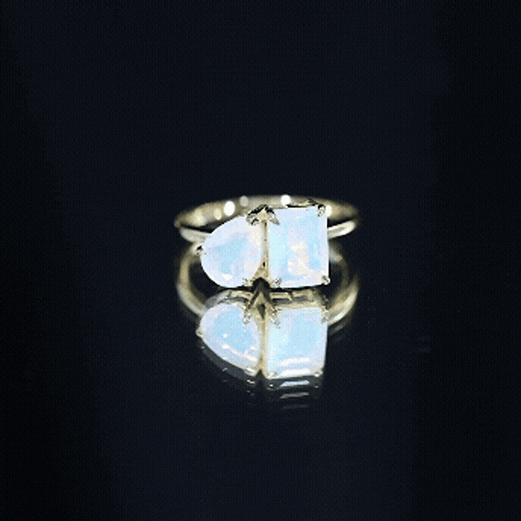 Natural Ethiopian Opal Toi Et Moi Ring