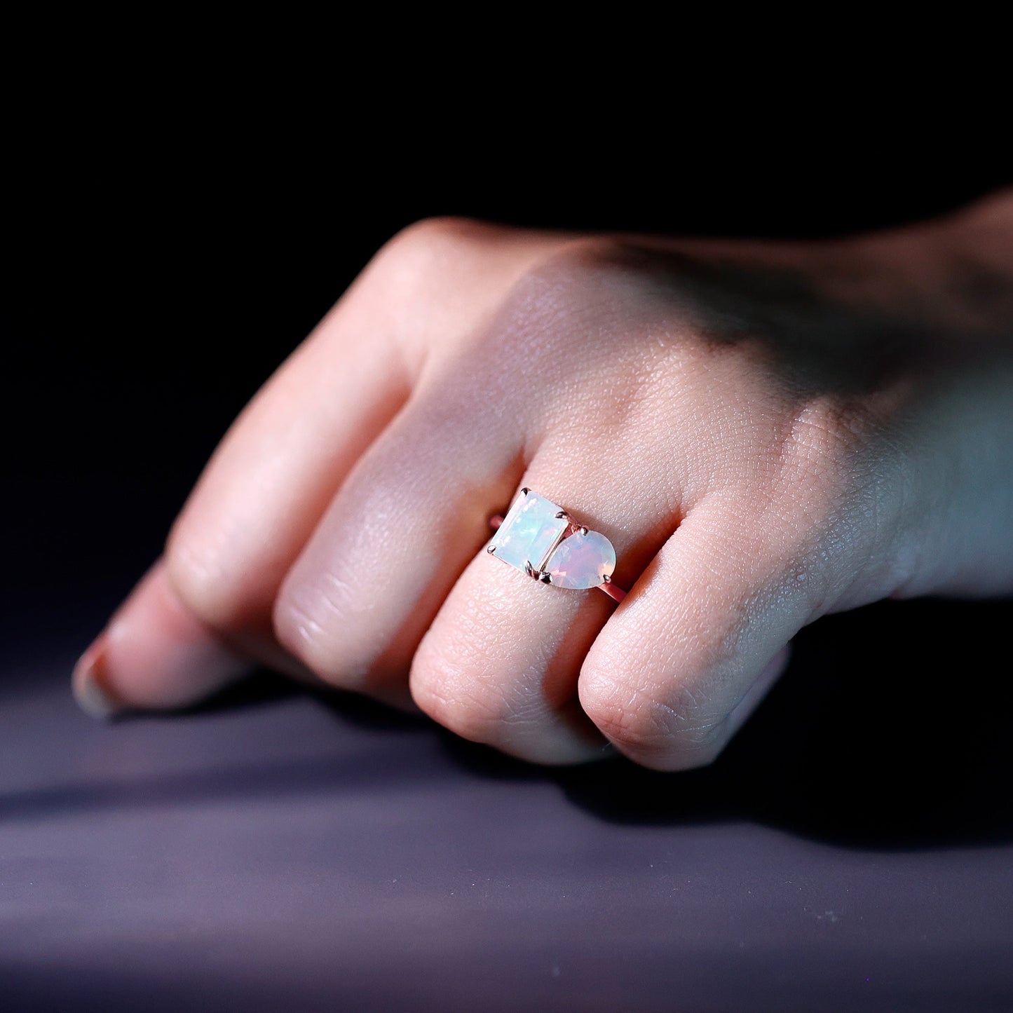 Natural Ethiopian Opal Toi Et Moi Ring