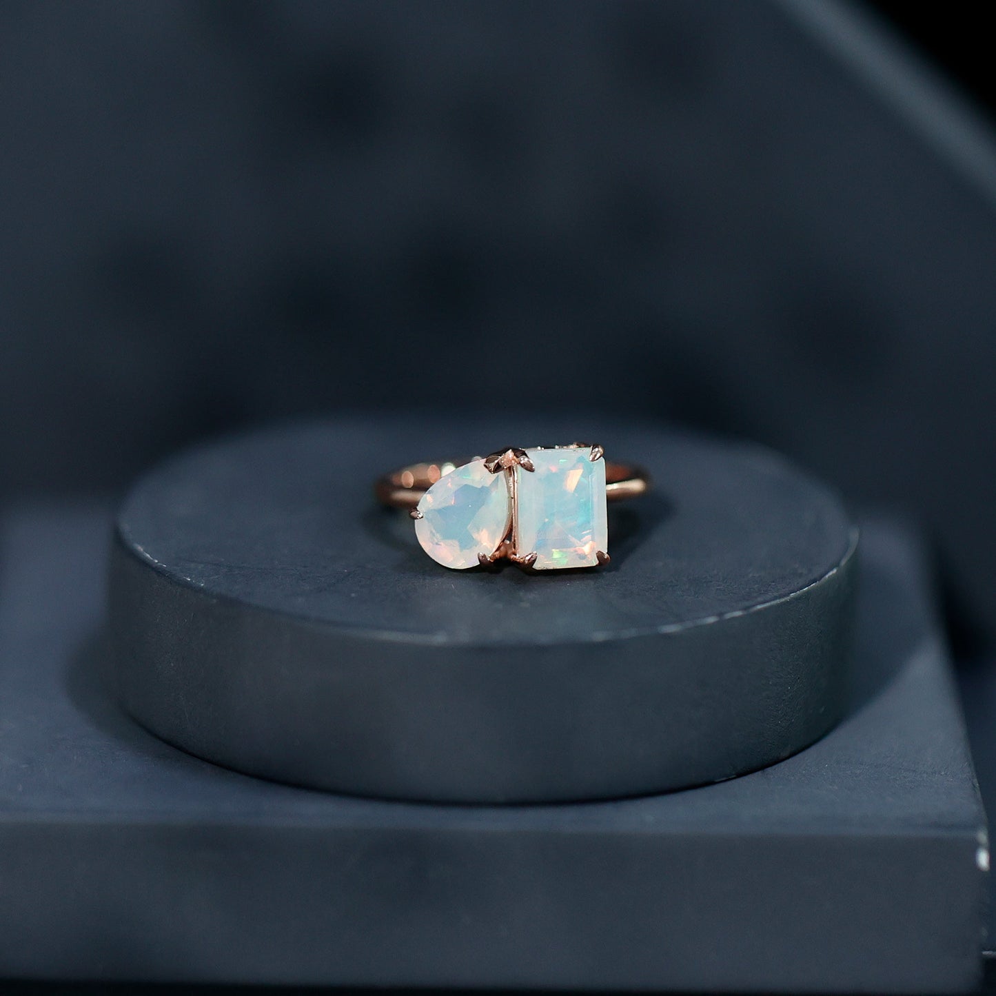 Natural Ethiopian Opal Toi Et Moi Ring