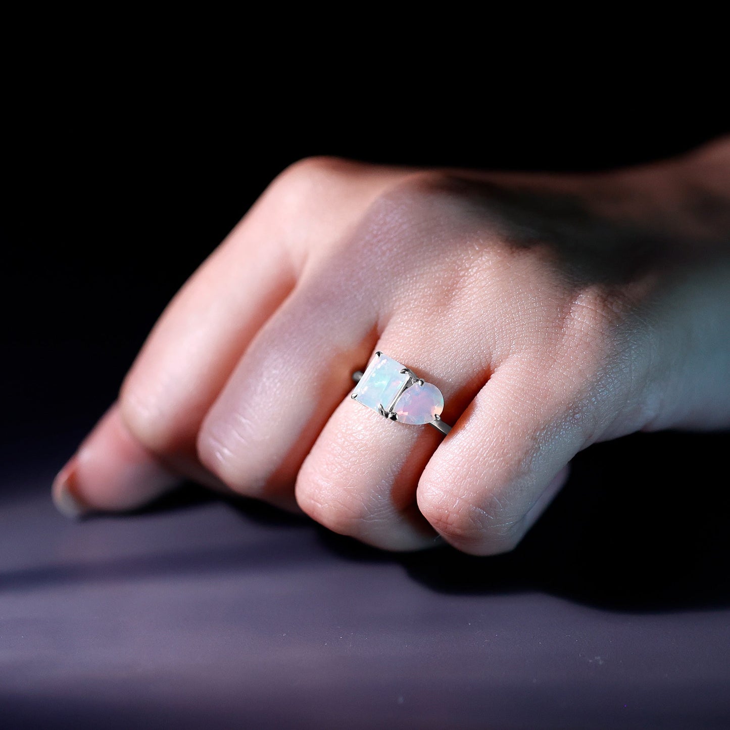Natural Ethiopian Opal Toi Et Moi Ring