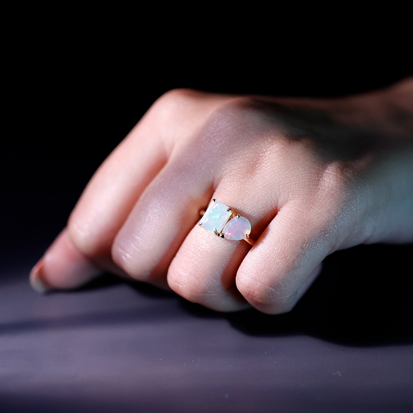 Natural Ethiopian Opal Toi Et Moi Ring