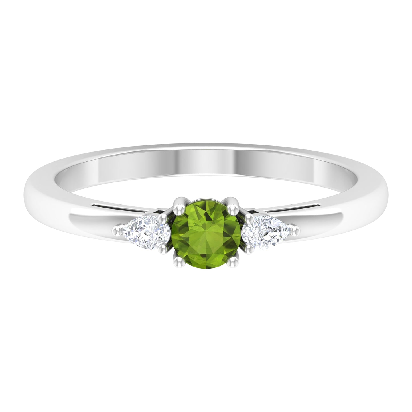 1/4 CT Peridot and Diamond Three Stone Promise Ring