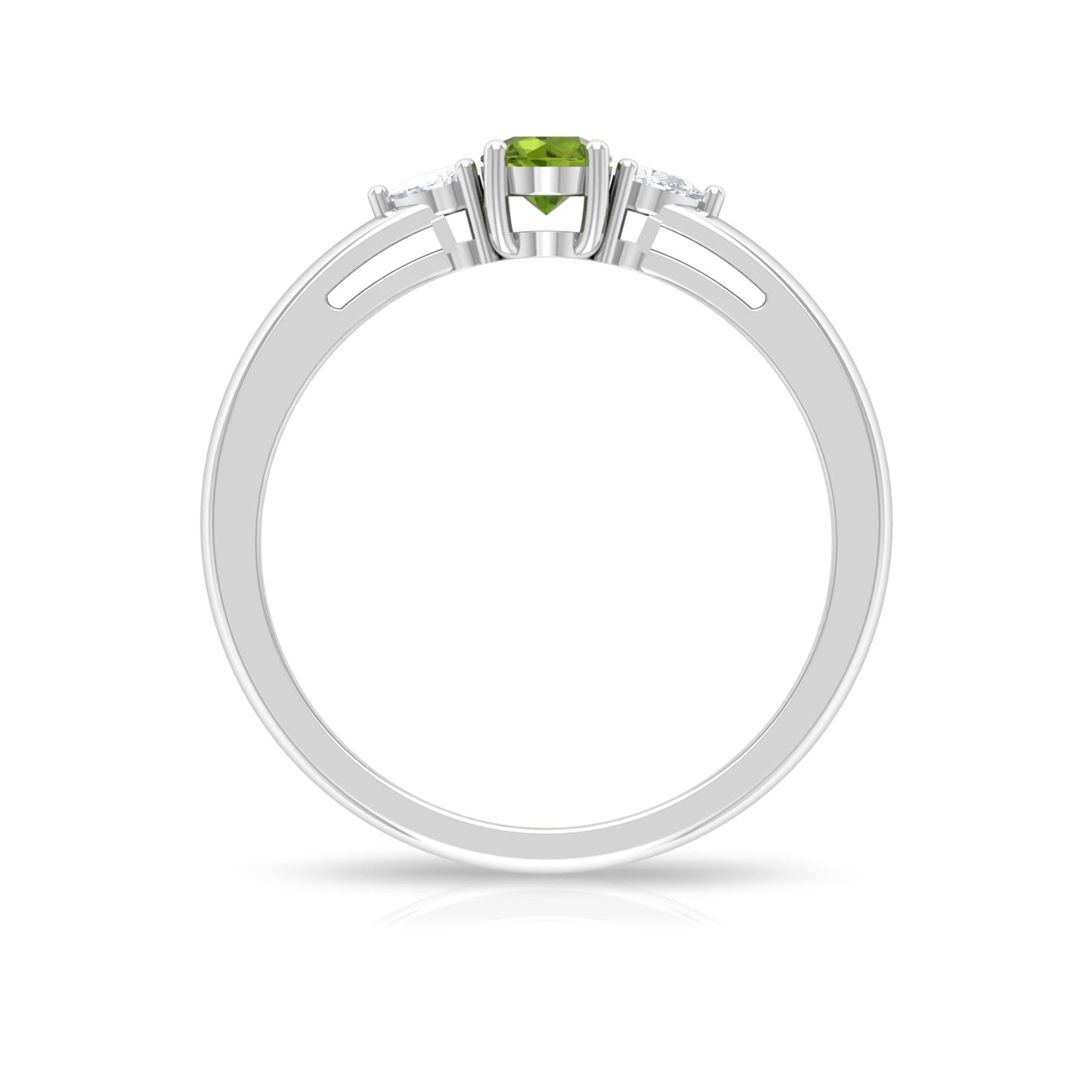 1/4 CT Peridot and Diamond Three Stone Promise Ring