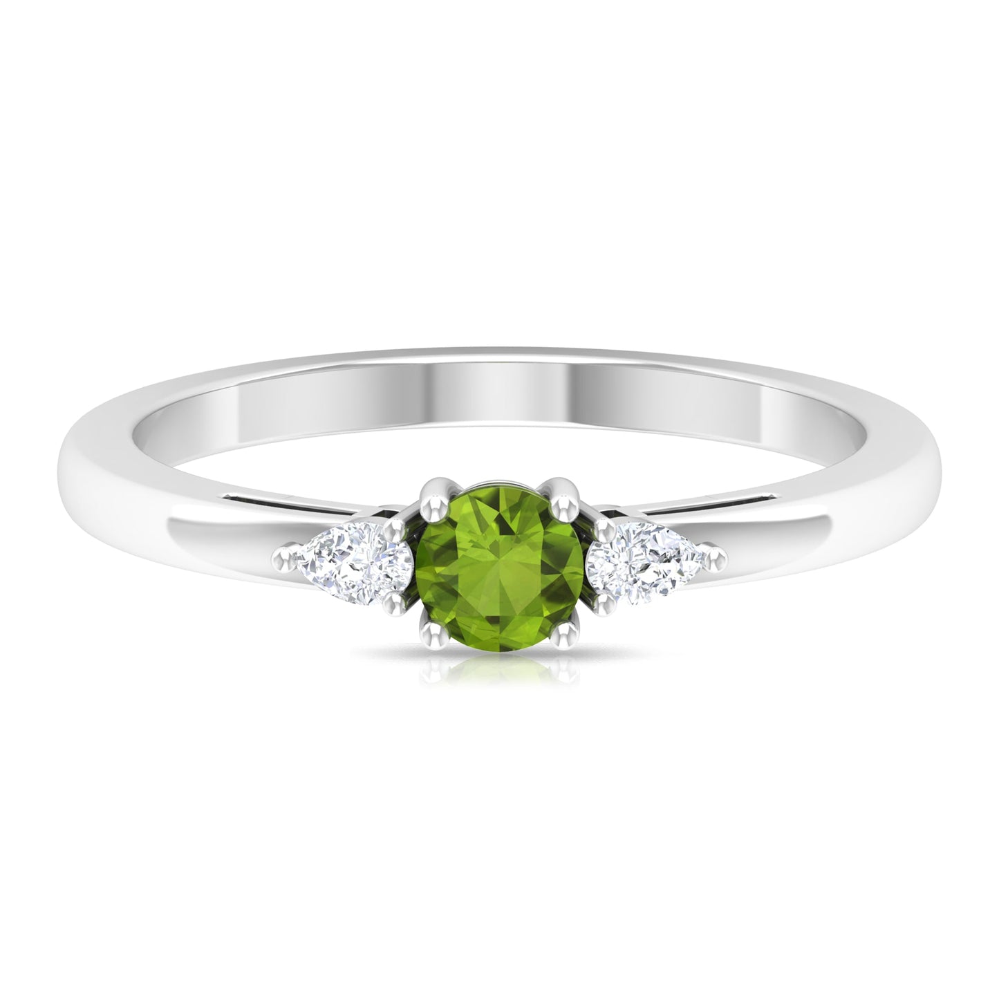 1/4 CT Peridot and Diamond Three Stone Promise Ring