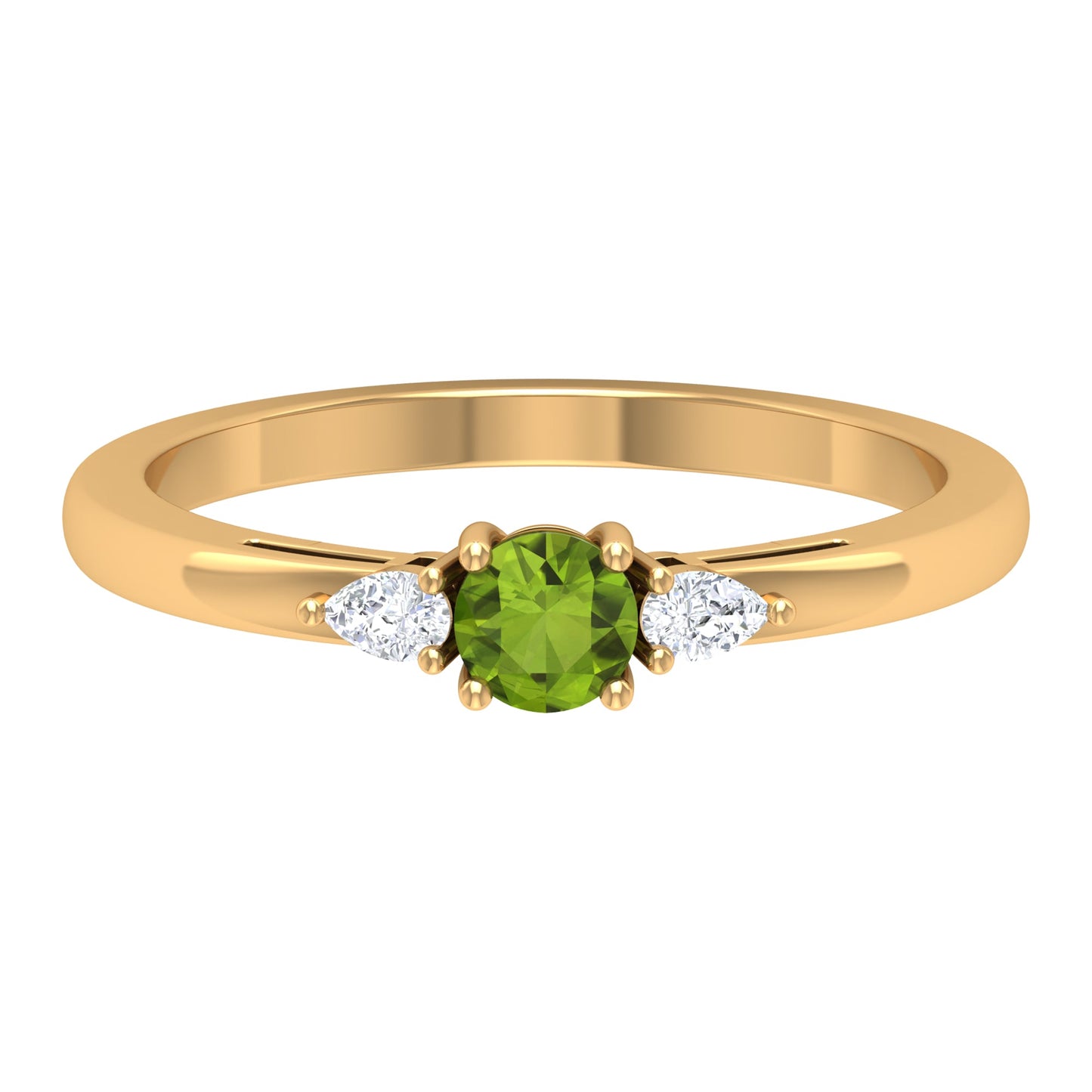 1/4 CT Peridot and Diamond Three Stone Promise Ring