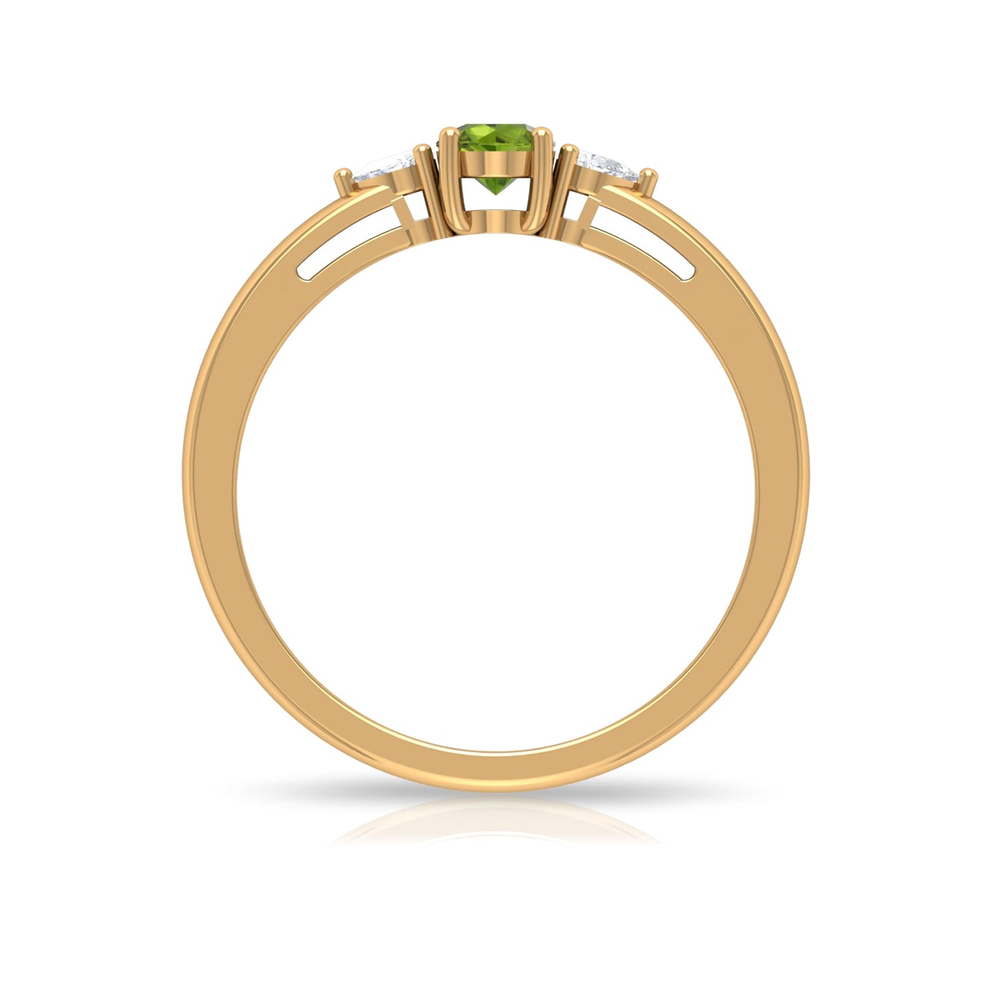 1/4 CT Peridot and Diamond Three Stone Promise Ring