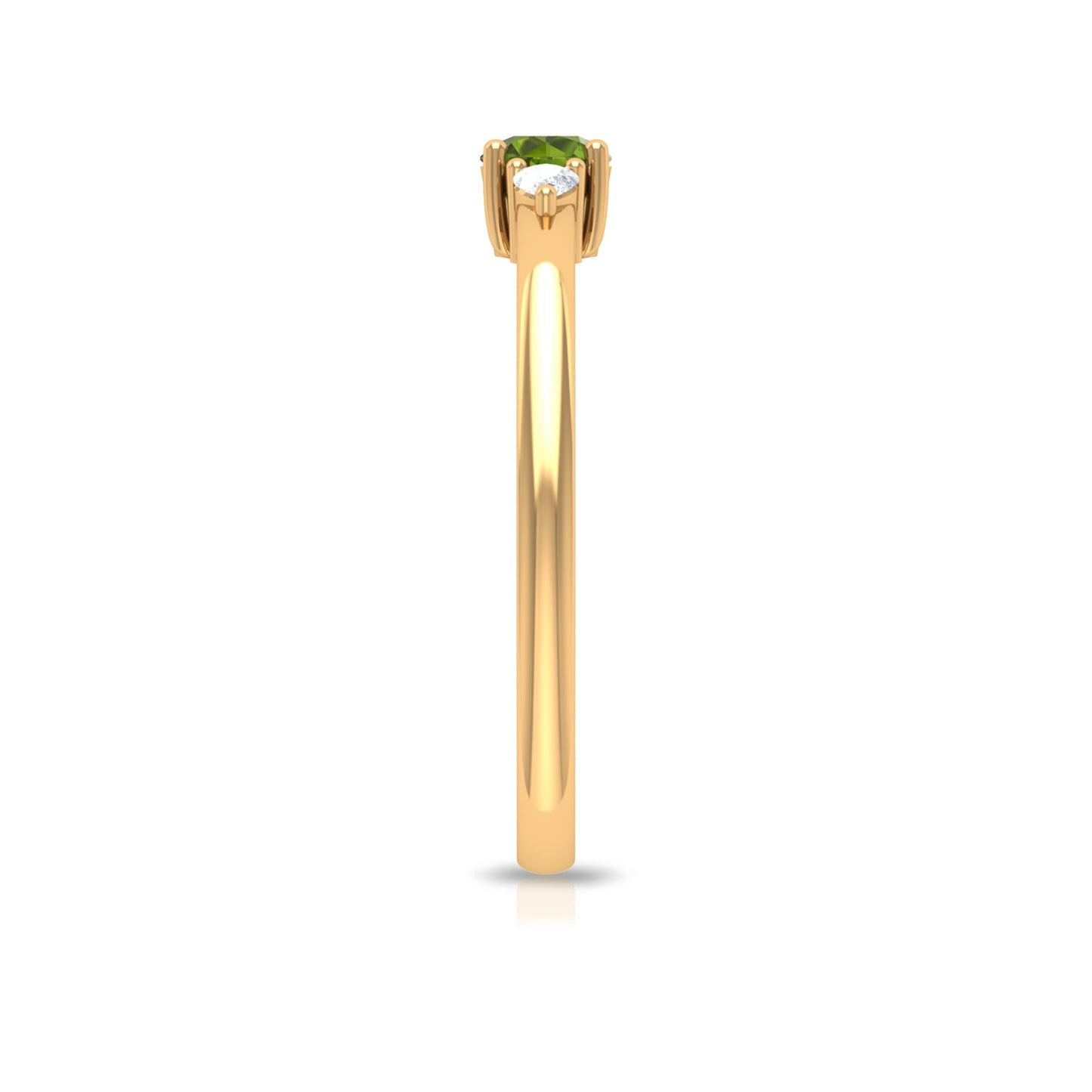 1/4 CT Peridot and Diamond Three Stone Promise Ring