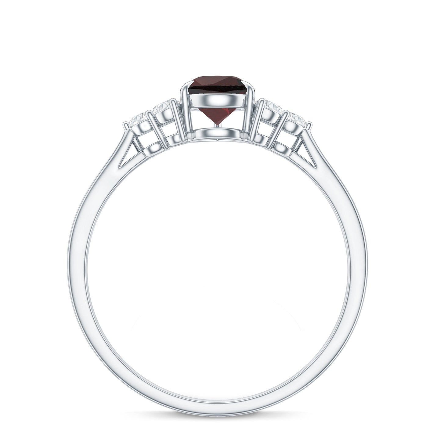 Natural 5X7mm Pear Shape Garnet Engagement Ring with Diamond