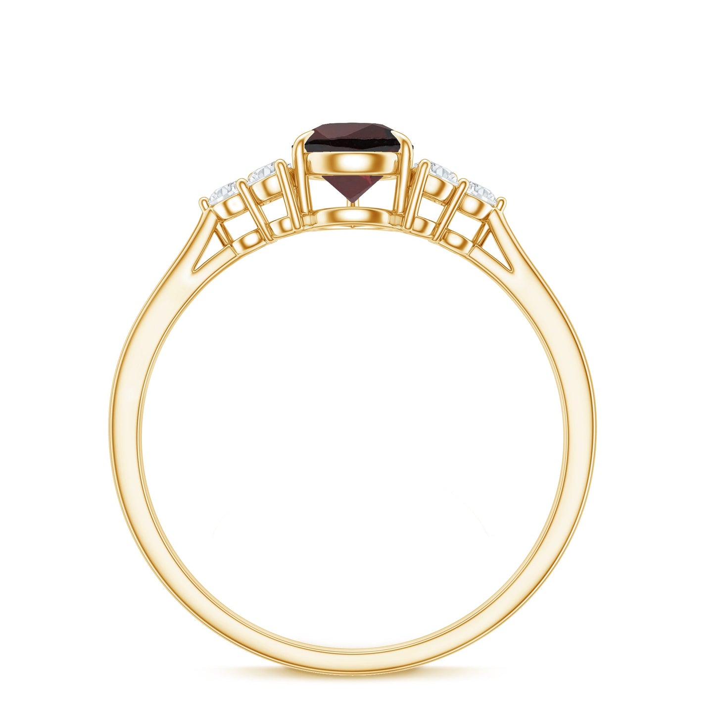 Natural 5X7mm Pear Shape Garnet Engagement Ring with Diamond