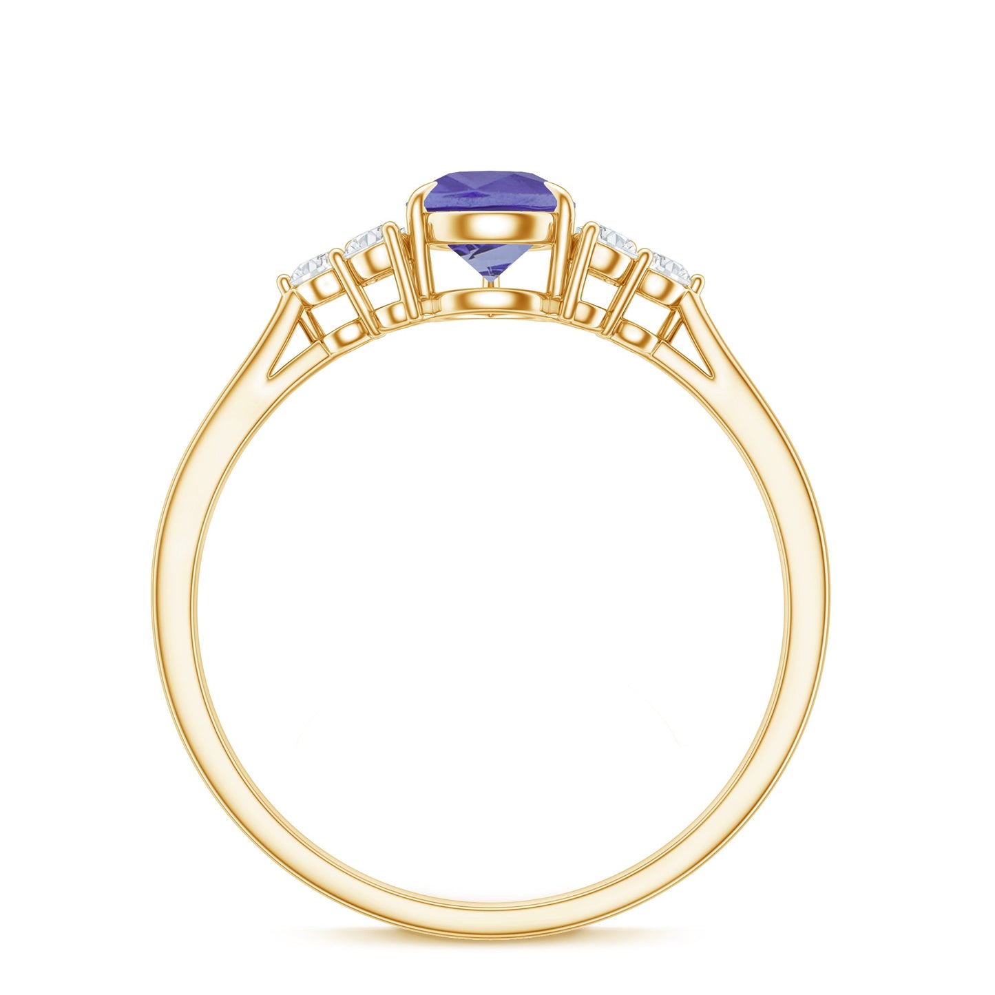 Pear Shaped Tanzanite Solitaire Ring with Diamond Trio