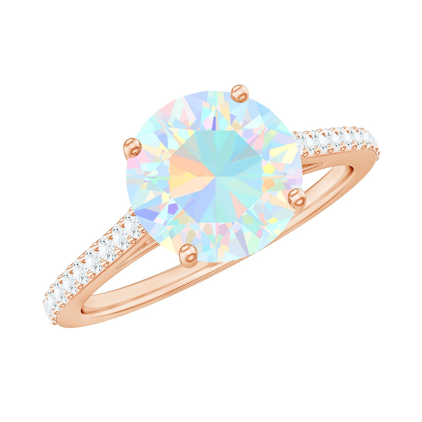 Real 8mm Ethiopian Opal Diamond Engagement Ring with Certificate