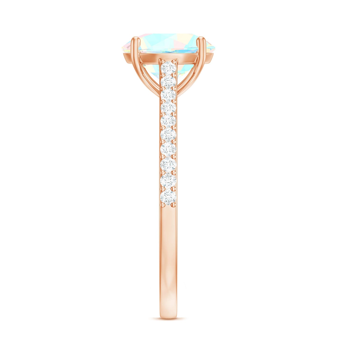 Real 8mm Ethiopian Opal Diamond Engagement Ring with Certificate