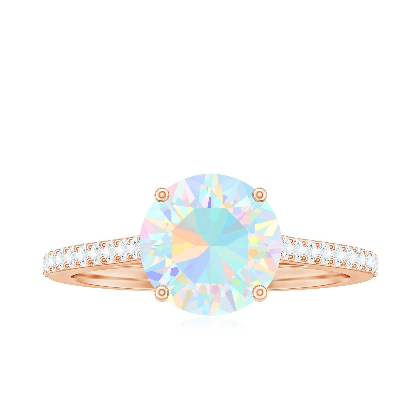Real 8mm Ethiopian Opal Diamond Engagement Ring with Certificate