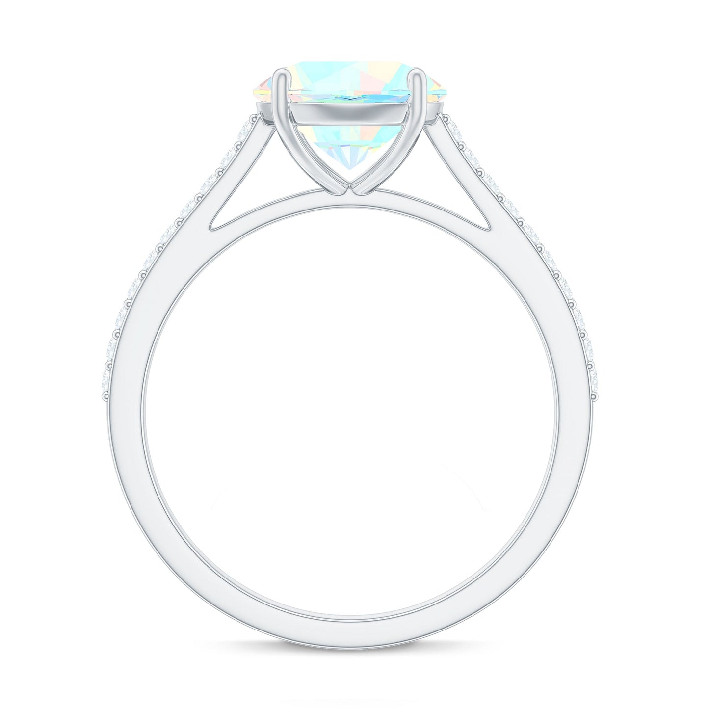Real 8mm Ethiopian Opal Diamond Engagement Ring with Certificate