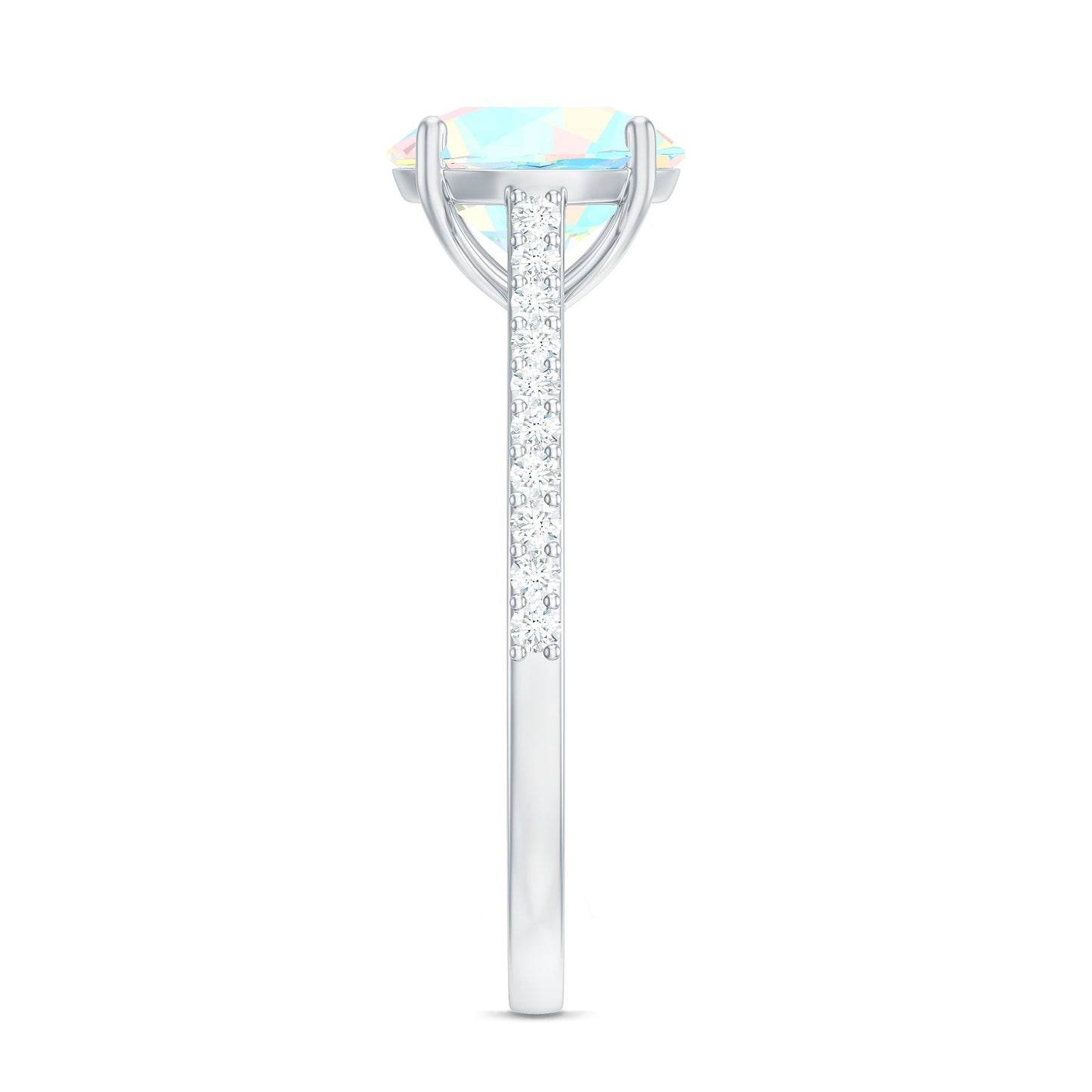 Real 8mm Ethiopian Opal Diamond Engagement Ring with Certificate